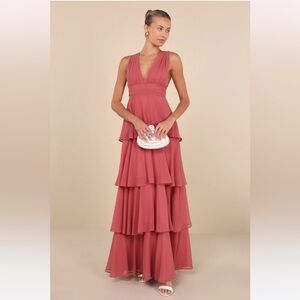 Dark dusty rose tiered maxi dress. Never worn with tags on.